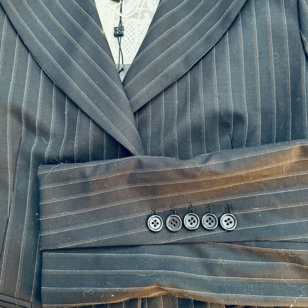 BCBGMAXAZRIA Marilyn Navy Wool Pinstripe Blazer Brand New S Office Siren $298 - Picture 7 of 13